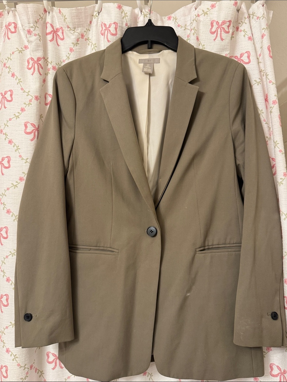 H&M Olive Single-Button Women's oversized Blazer